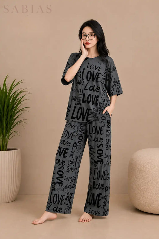 Grey Love Women Nightwear Set Sb0034