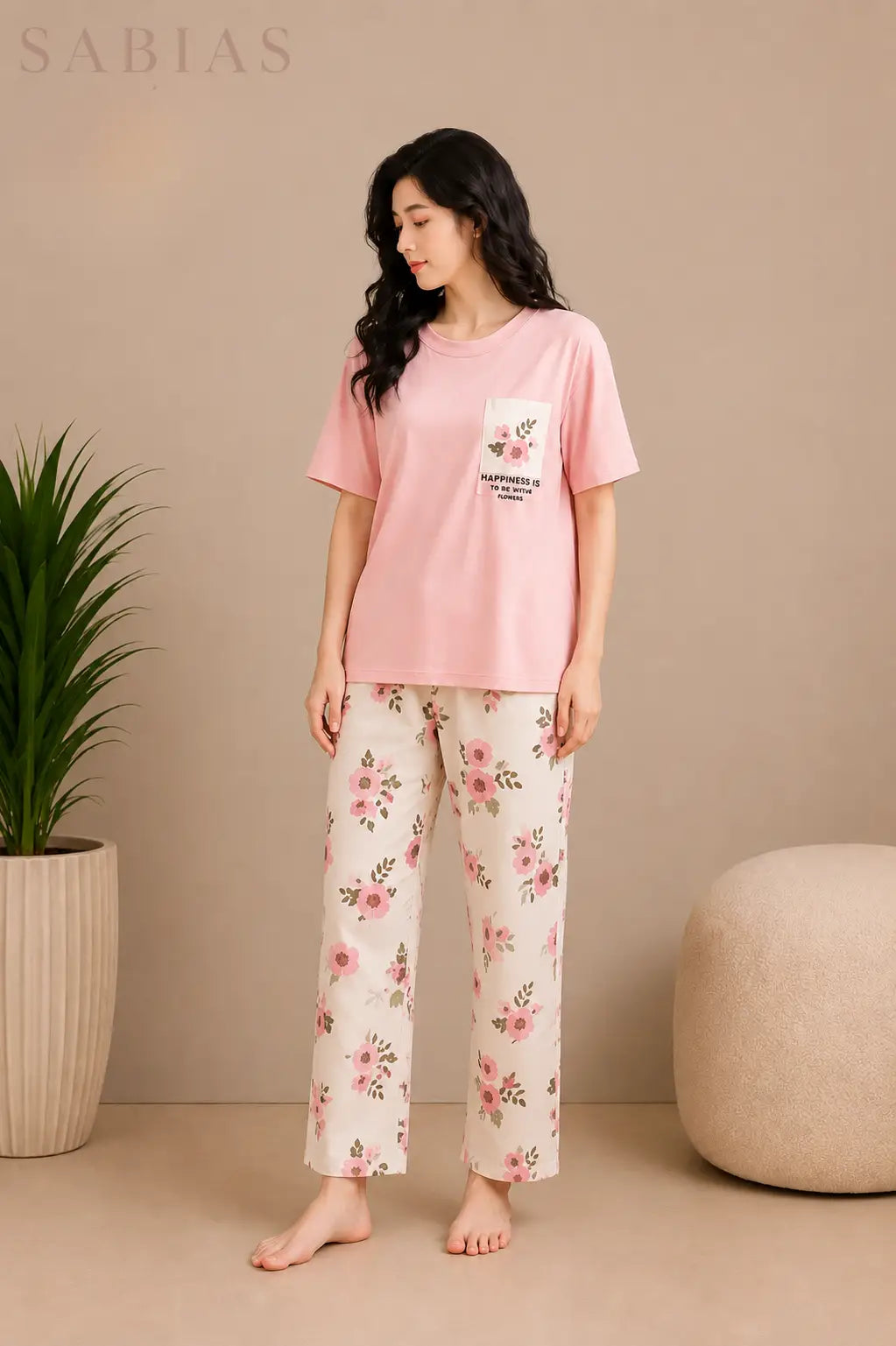 Roselle Pocket Women Nightwear Set Sb0028