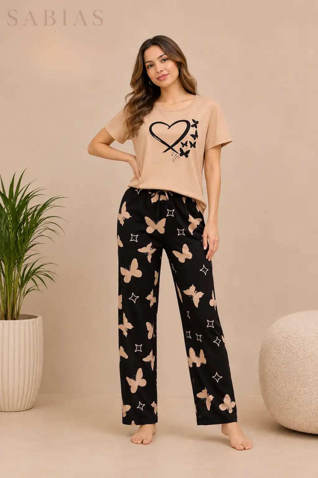 Latte Brown Women Nightwear Set Sb0036