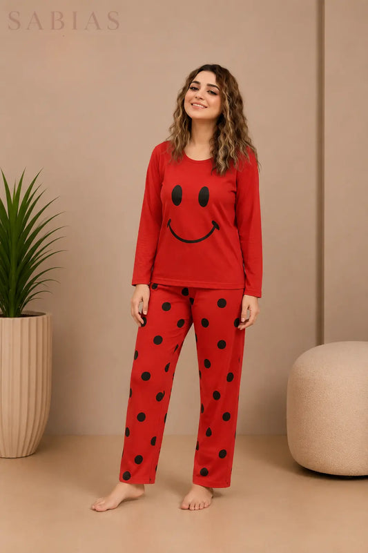 Smiley Red Nightwear Set Sb0044