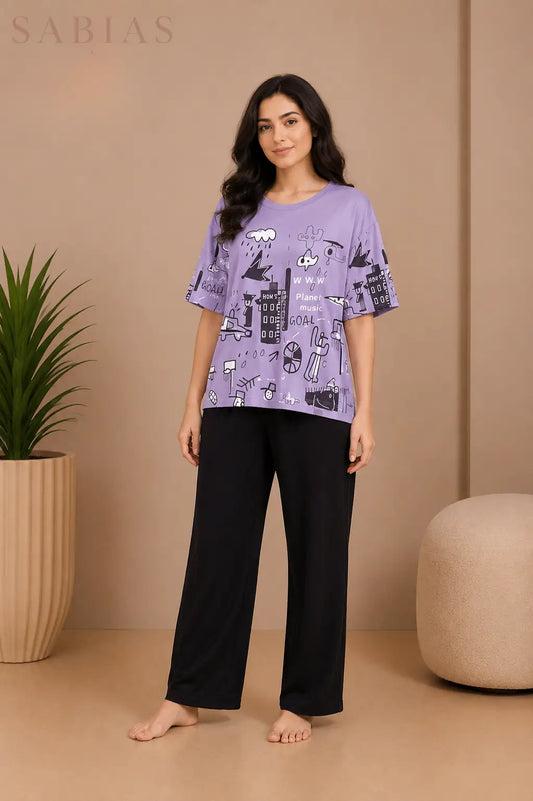Funky Purple Nightwear Set Sb0045