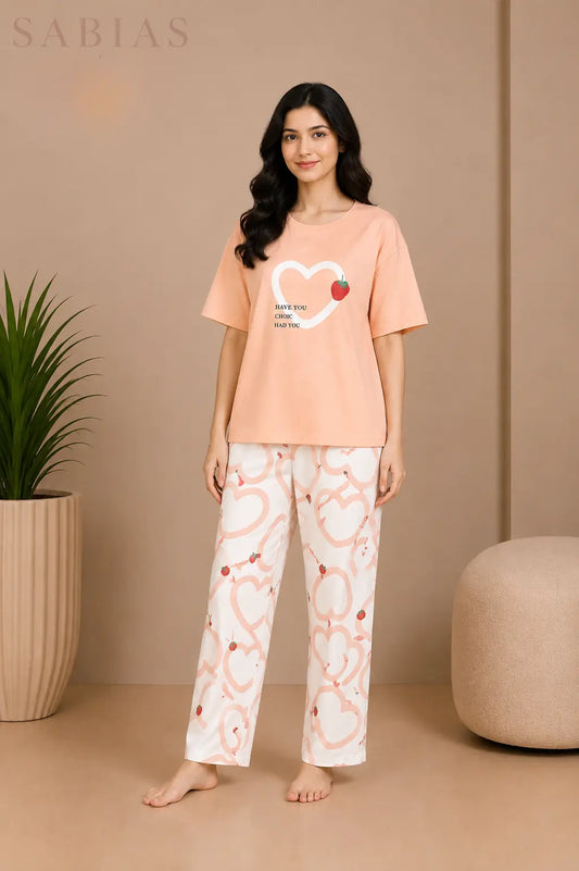 Peach Heart Nightwear Set Sb0047