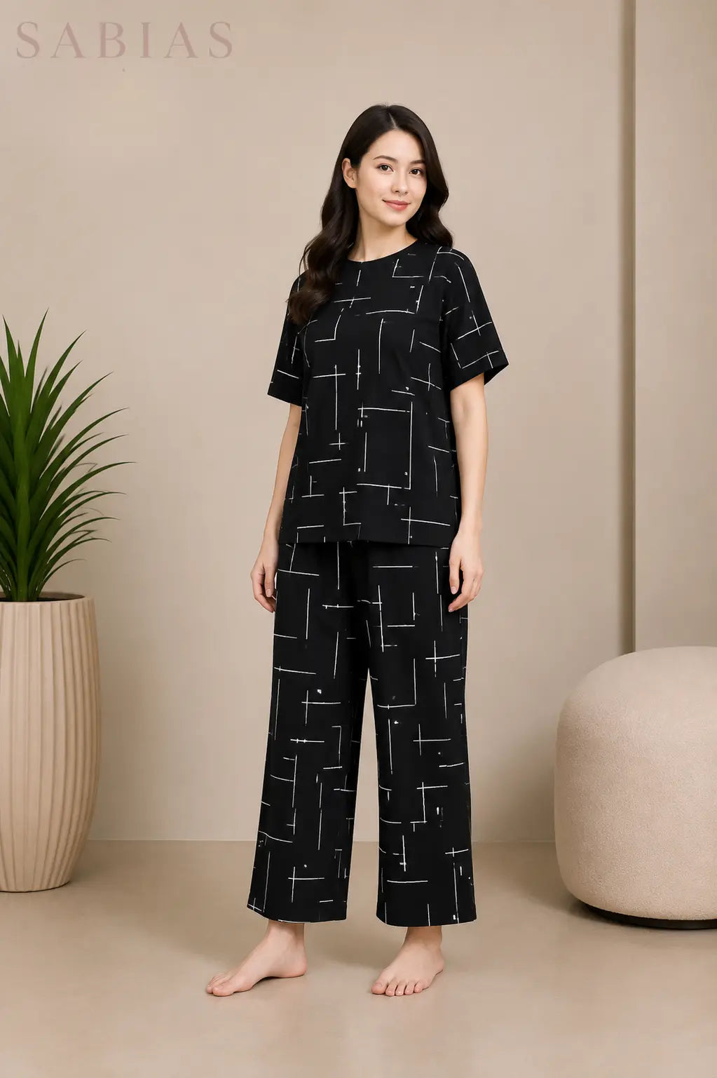Capri Black Nightwear Set Sb0048