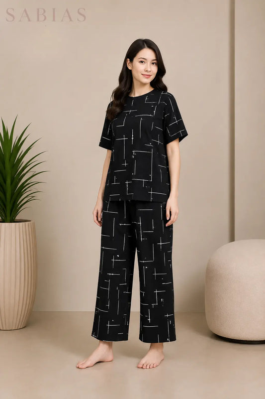 Capri Black Nightwear Set Sb0048