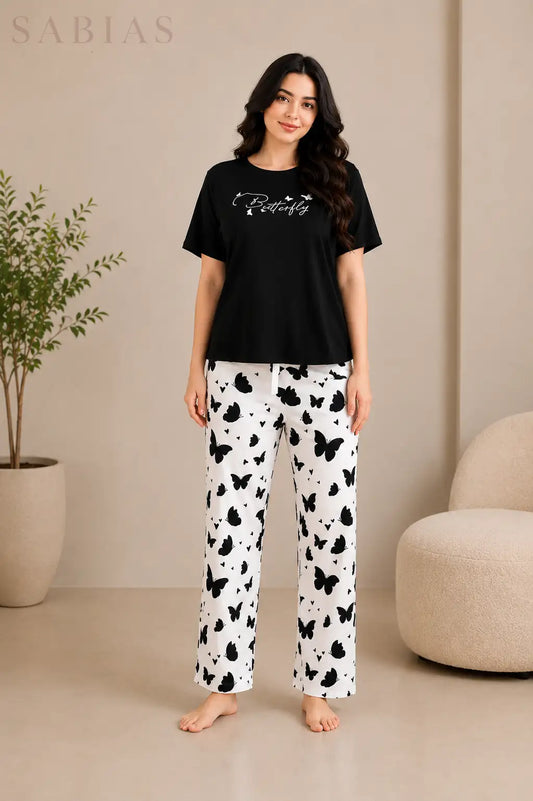 Black Butterfly Nightwear Set Sb0051