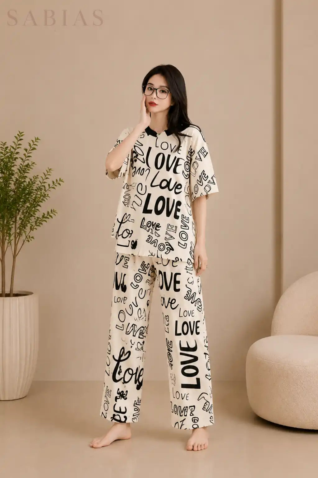 Love Print Women Nightwear Set Sb0058