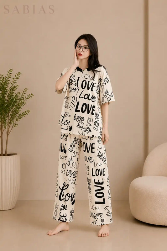 Love Print Women Nightwear Set Sb0058