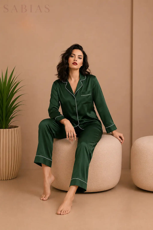 Button Down Silk - Green Sb0082