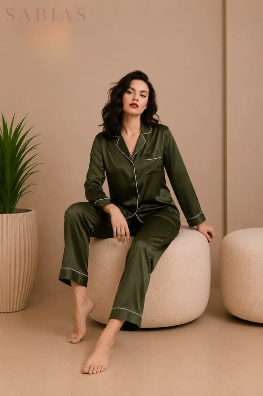Button Down Silk - Olive Sb0084
