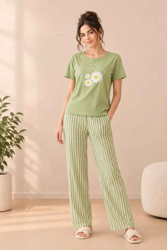 Green Daisy Nightwear Set Sb0059