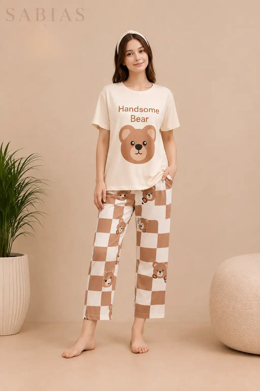 Bear Print Women Nightwear Set Sb0030